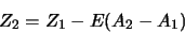 \begin{displaymath}
Z_2 = Z_1 - E(A_2-A_1)
\end{displaymath}